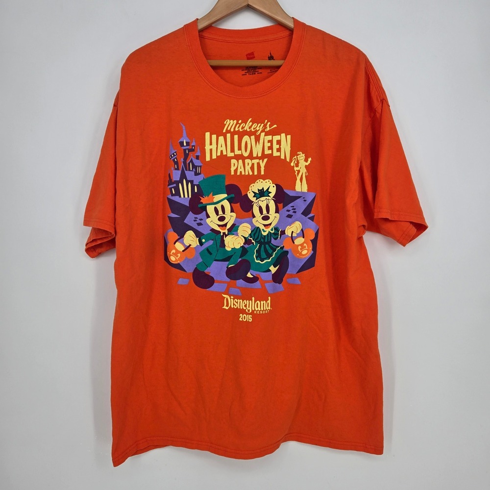 Disney Mickey Halloween Party 2015 Disneyland Orange T-Shirt Mens 2XL Minnie